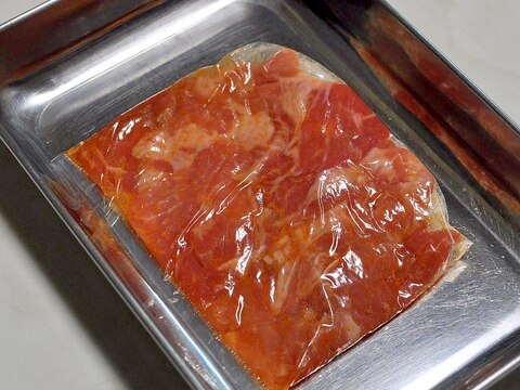 下味冷凍◇豚薄切り肉のトムヤムペースト漬け